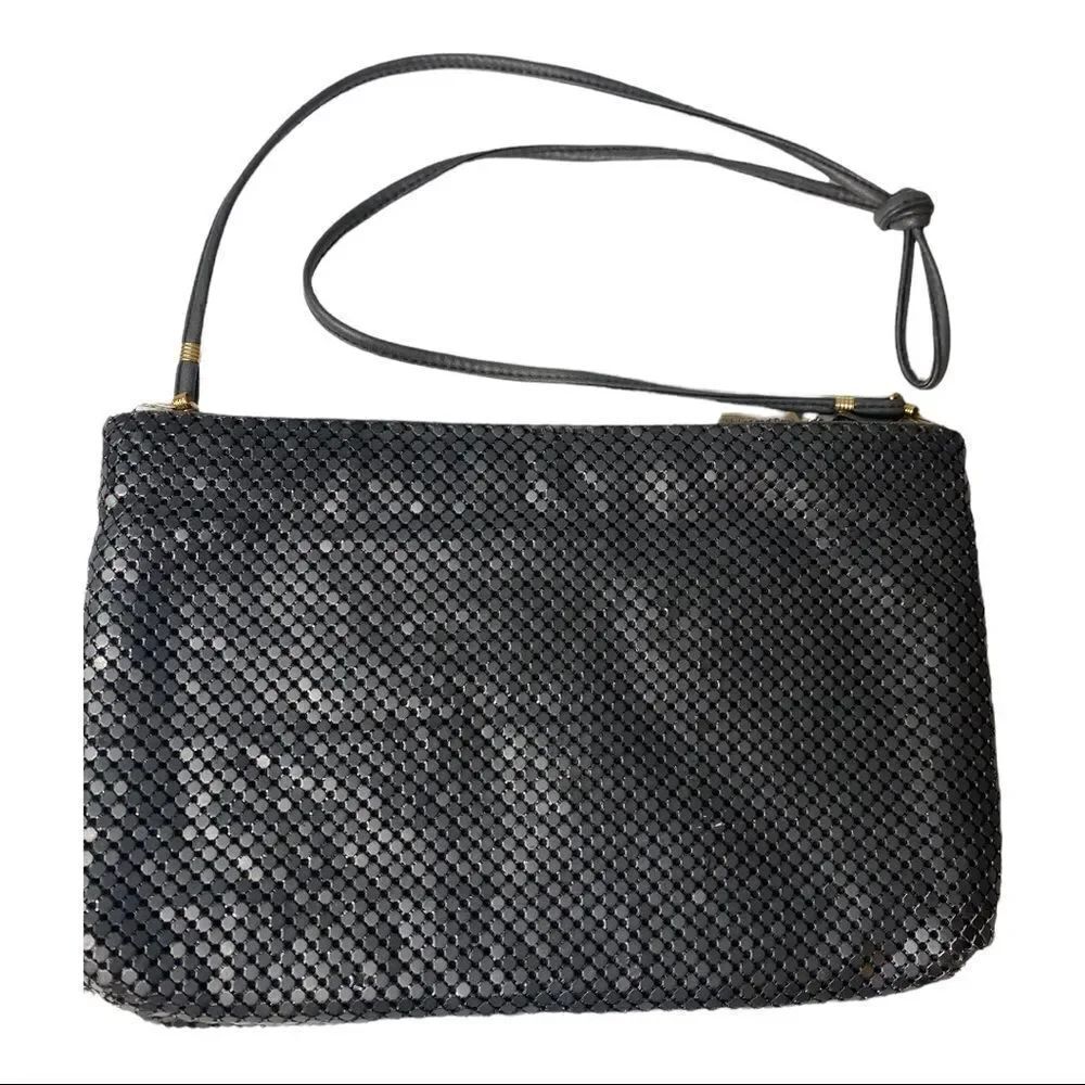 WHITING & DAVIS - Flat Black Chainmail Shoulder Bag/Needs Small Repair (See Pic)